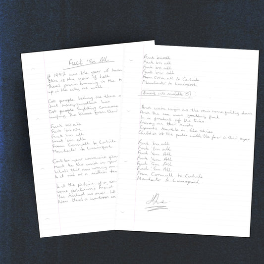 Signed handwritten lyrics & personal letter
